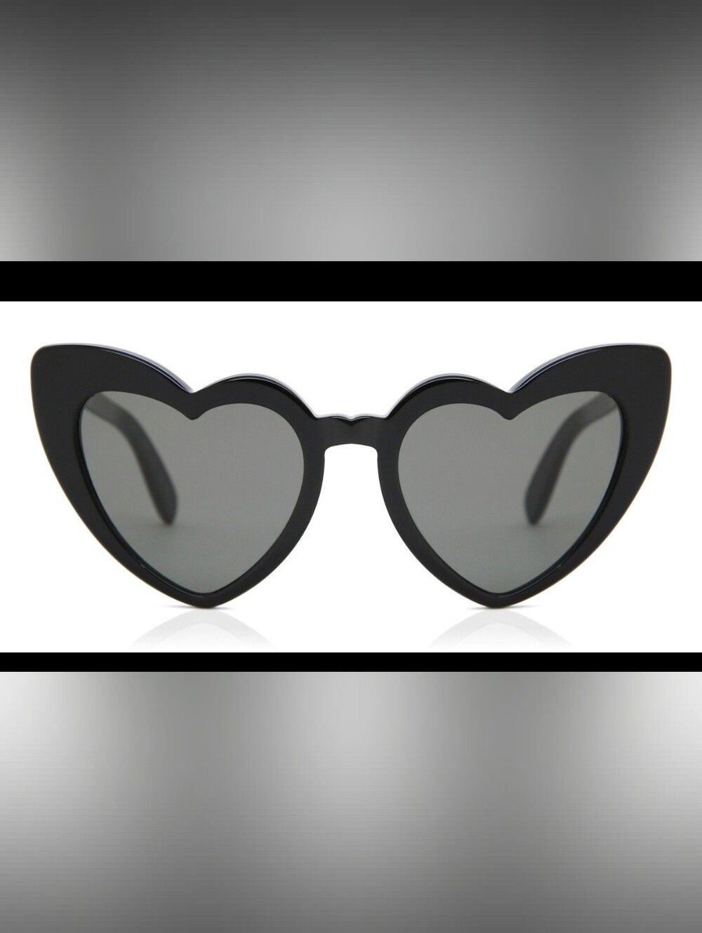 Women's YSL Heart-Shaped Black Sunglasses with Gradient Lenses